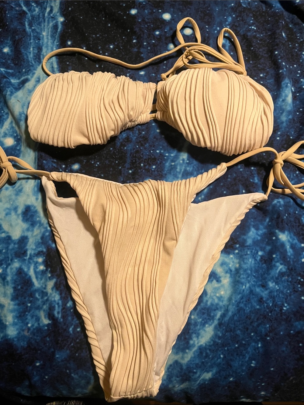 Women’s Cream Ruched Bikini Set